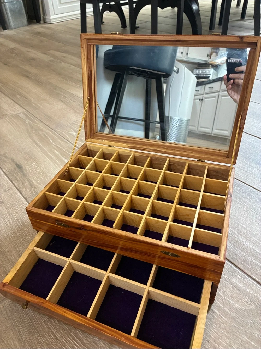 Handmade Wooden Jewelry/Storage Box with Inlaid Star 14x9.5x7